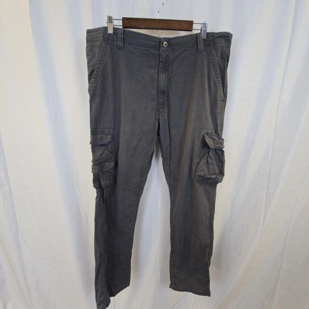 Wrangler Cargo Pants Mens 40x30 Gray Regular Taper Stretch Utility Pockets